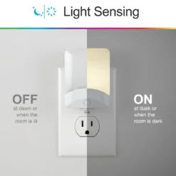 GE Color Changing Light Sensing LED Night Light, 2 Pack, White