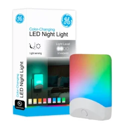 GE Color Changing Light Sensing LED Night Light, White