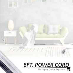 GE Designer Extension Cord, 8ft., 3-Outlet Surge Gray Heather