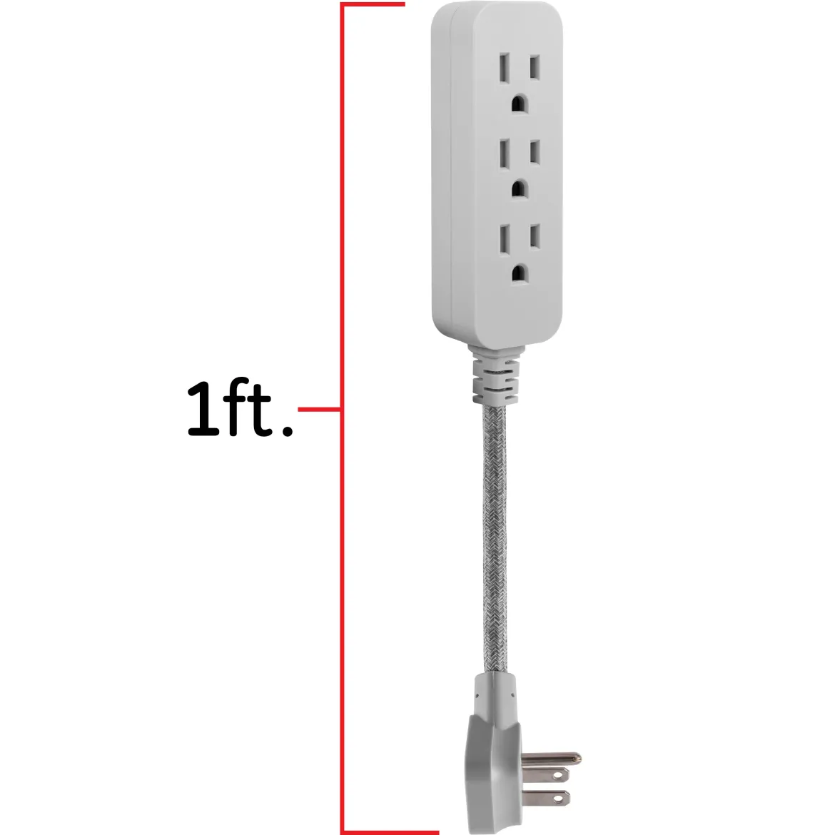 GE Designer 3-Outlet Mini Cord, Gray