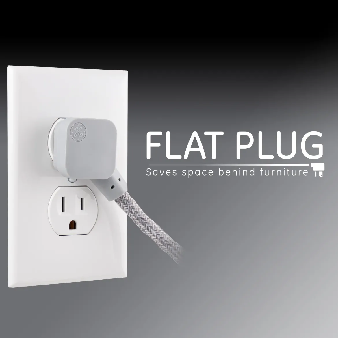 GE Designer 3-Outlet Mini Cord, Gray