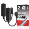 GE Designer 3-Outlet Mini Extension Cord, black/gray, 2pk