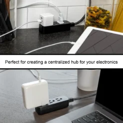 GE Designer 3-Outlet Mini Extension Cord, black/gray, 2pk