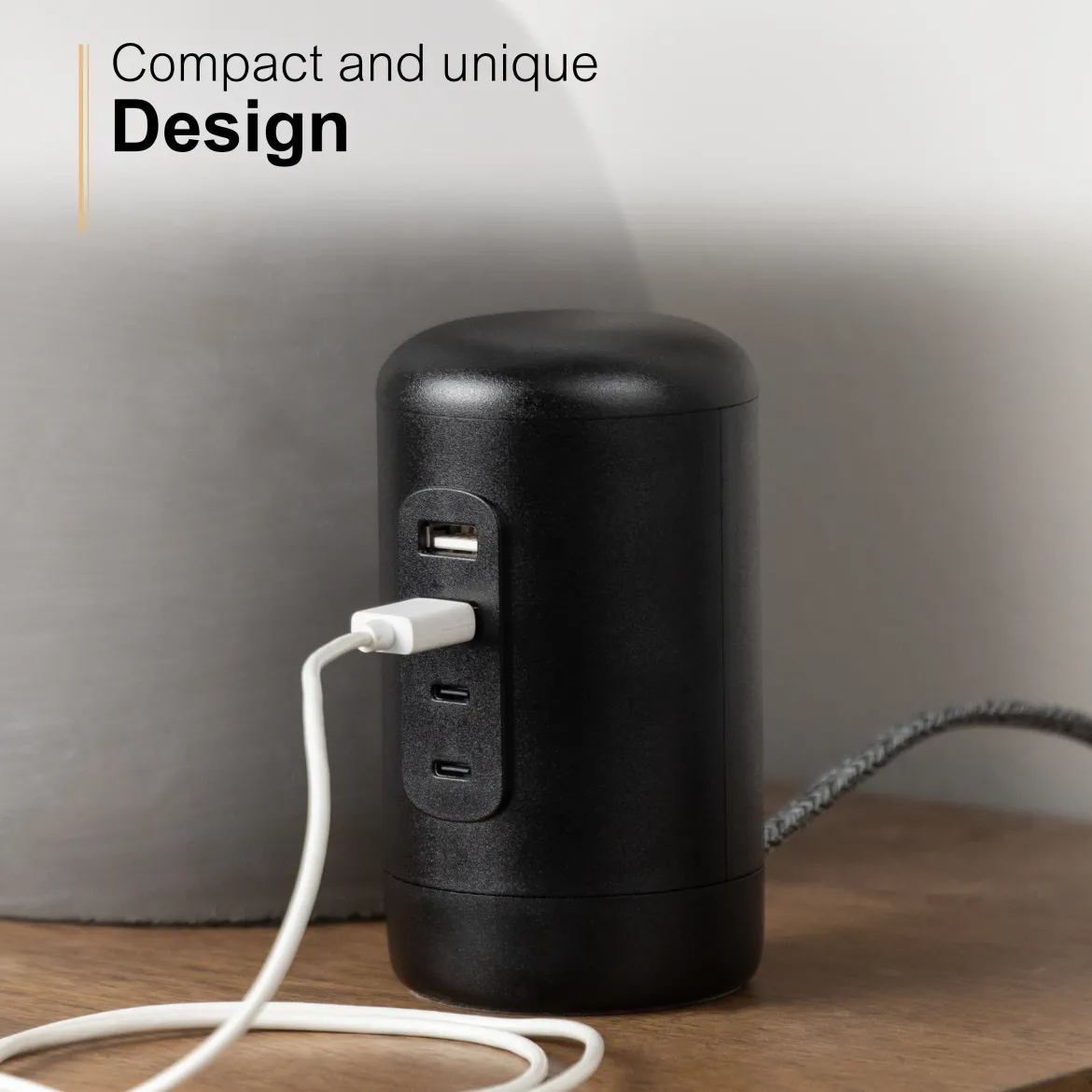GE Desktop Power Hub, 2 USB-A, 2 USB-C, 5ft. cord, black