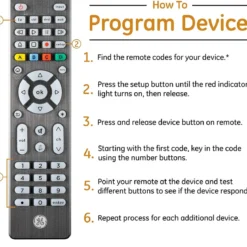GE 4-Device Backlit Universal Remote, Brushed Graphite