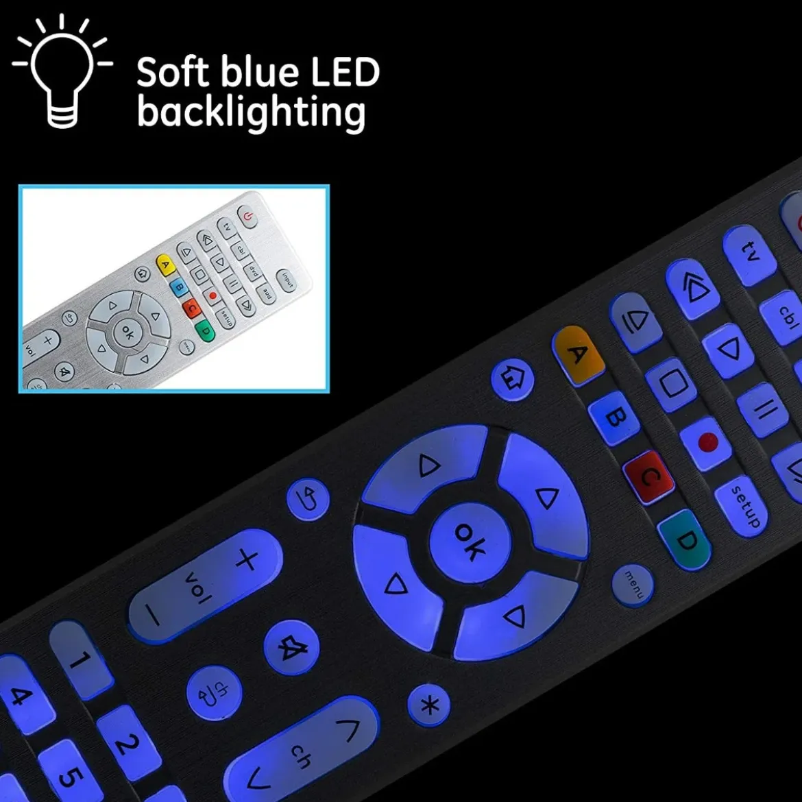 GE 4-Device Backlit Universal Remote, Brushed Silver