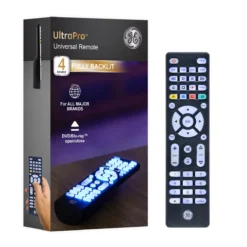 GE 4-Device Backlit Universal Remote, Brushed Black