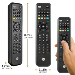 GE 4-Device Universal Companion Remote for Roku and Amazon TV with Flip and Slide Cradle, Black