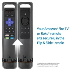 GE 4-Device Universal Companion Remote for Roku and Amazon TV with Flip and Slide Cradle, Black