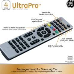 GE 4-Device Universal Remote, Brushed Silver