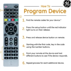 GE 4-Device Universal Remote, Brushed Silver