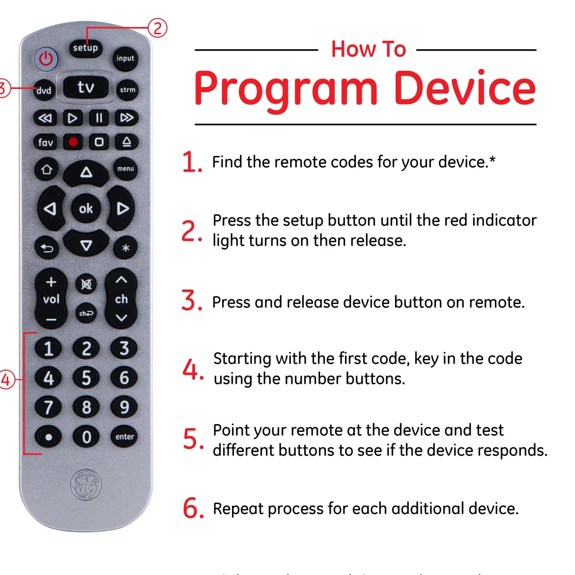 GE 3-Device Universal Remote, Silver