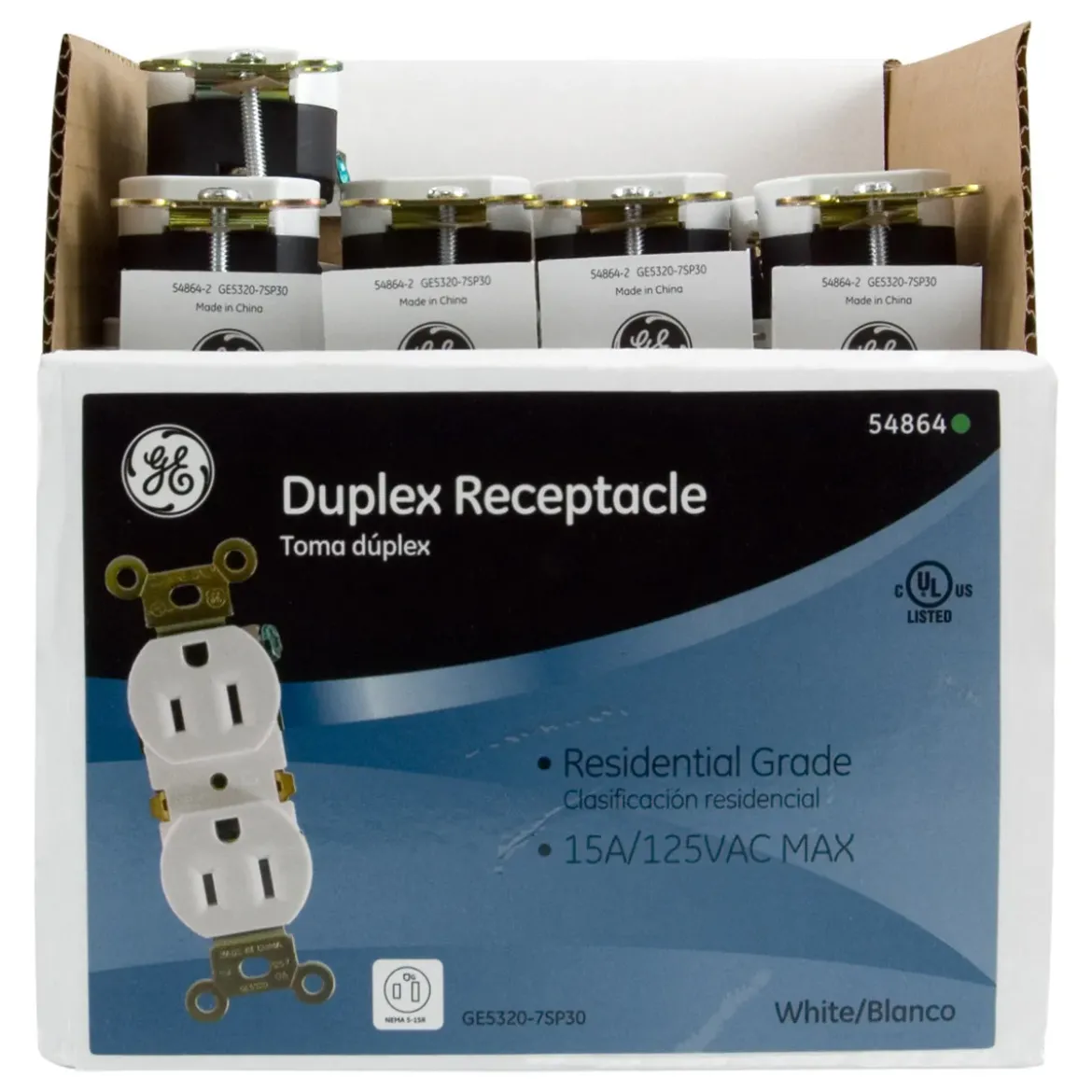 GE Duplex Receptacle, White