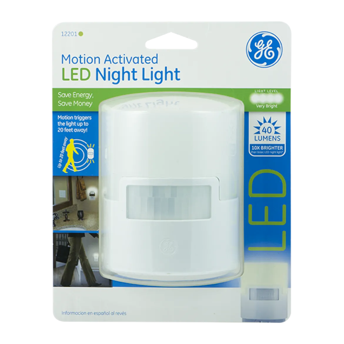 GE Enbrighten UltraBrite Motion Activated LED Night Light, White