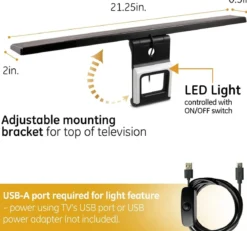 GE Enlighten HD Amplified Antenna with Bias LED Lighting, Black