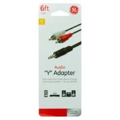 GE 6ft. Audio Y Adapter with 2 RCA Jacks to 3.5mm Jack, Black