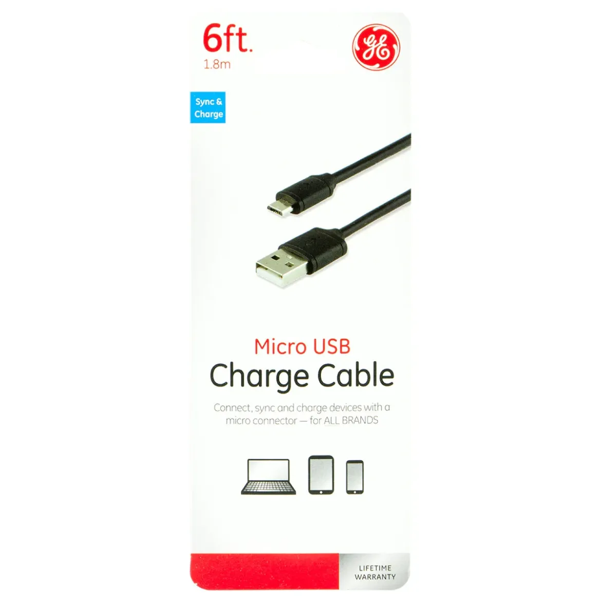 GE 6ft. Micro USB 2.0 Charging Cable, Black