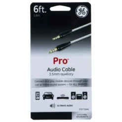 GE 6ft. 3.5mm Auxiliary Audio Cable, Black