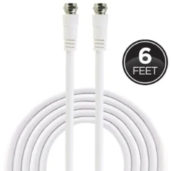 GE 6ft. RG6 Coaxial Cable with F-Type Connectors, White