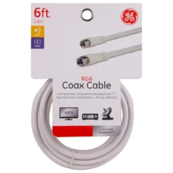 GE 6ft. RG6 Coaxial Cable with F-Type Connectors, White