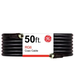 GE 50ft. RG6 Coaxial Cable with F-Type Connectors, Black