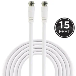 GE 15ft. RG6 Coaxial Cable with F-Type Connectors, White