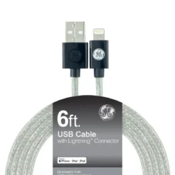 GE 6ft. USB-A Lightning Charging Cable, Silver