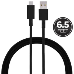 GE 6.5ft. USB-A to USB-C Charging Cable, Black