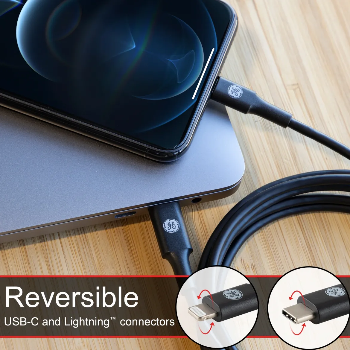 GE 6ft. USB-C to Lightning Charging Cable, Black