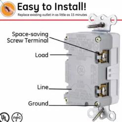 GE GFCI Receptacle with LED Indicator, White