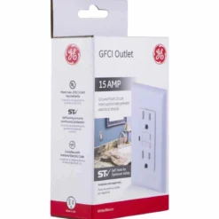 GE GFCI Receptacle with LED Indicator, White