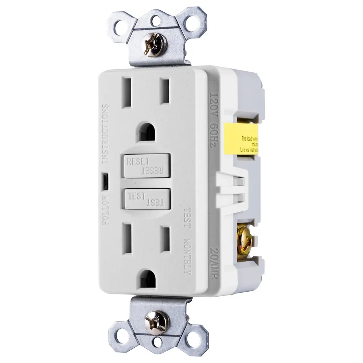 GE GFCI Receptacle with LED Indicator, White