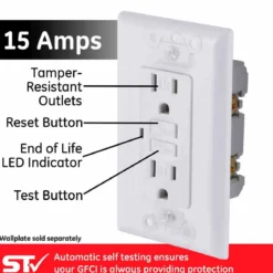 GE GFCI Tamper Resistant Receptacle with LED Indicator, White