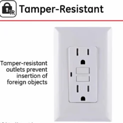 GE GFCI Tamper Resistant Receptacle with LED Indicator, White