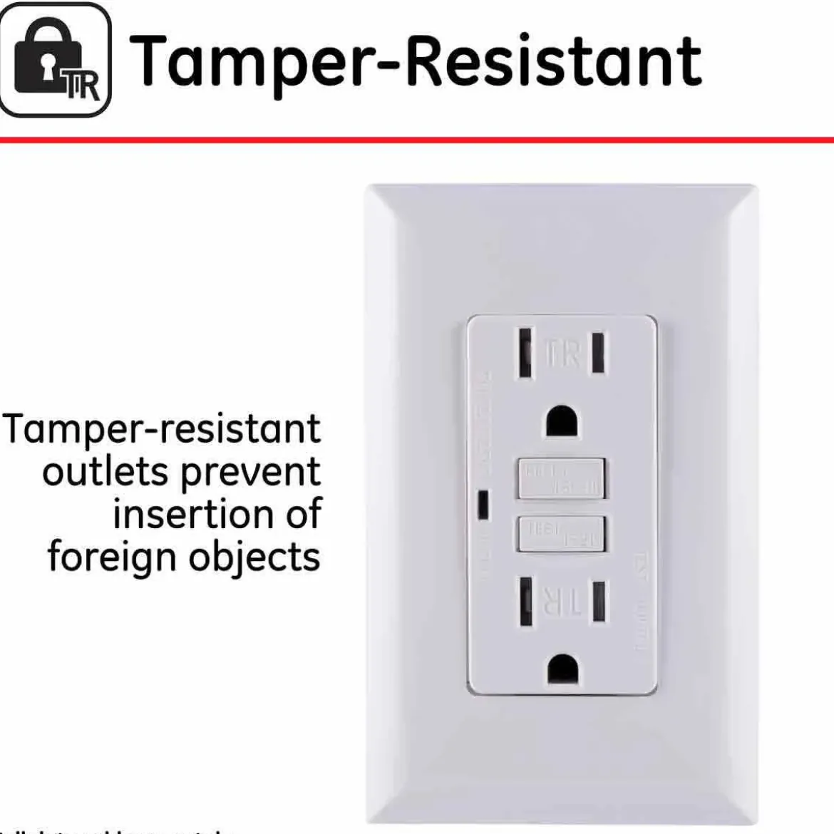 GE GFCI Tamper Resistant Receptacle with LED Indicator, White