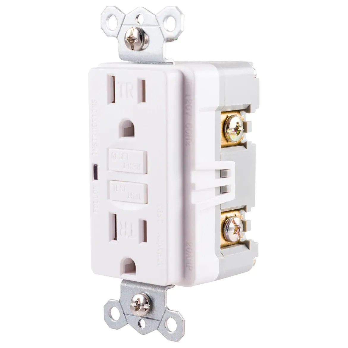 GE GFCI Tamper Resistant Receptacle with LED Indicator, White