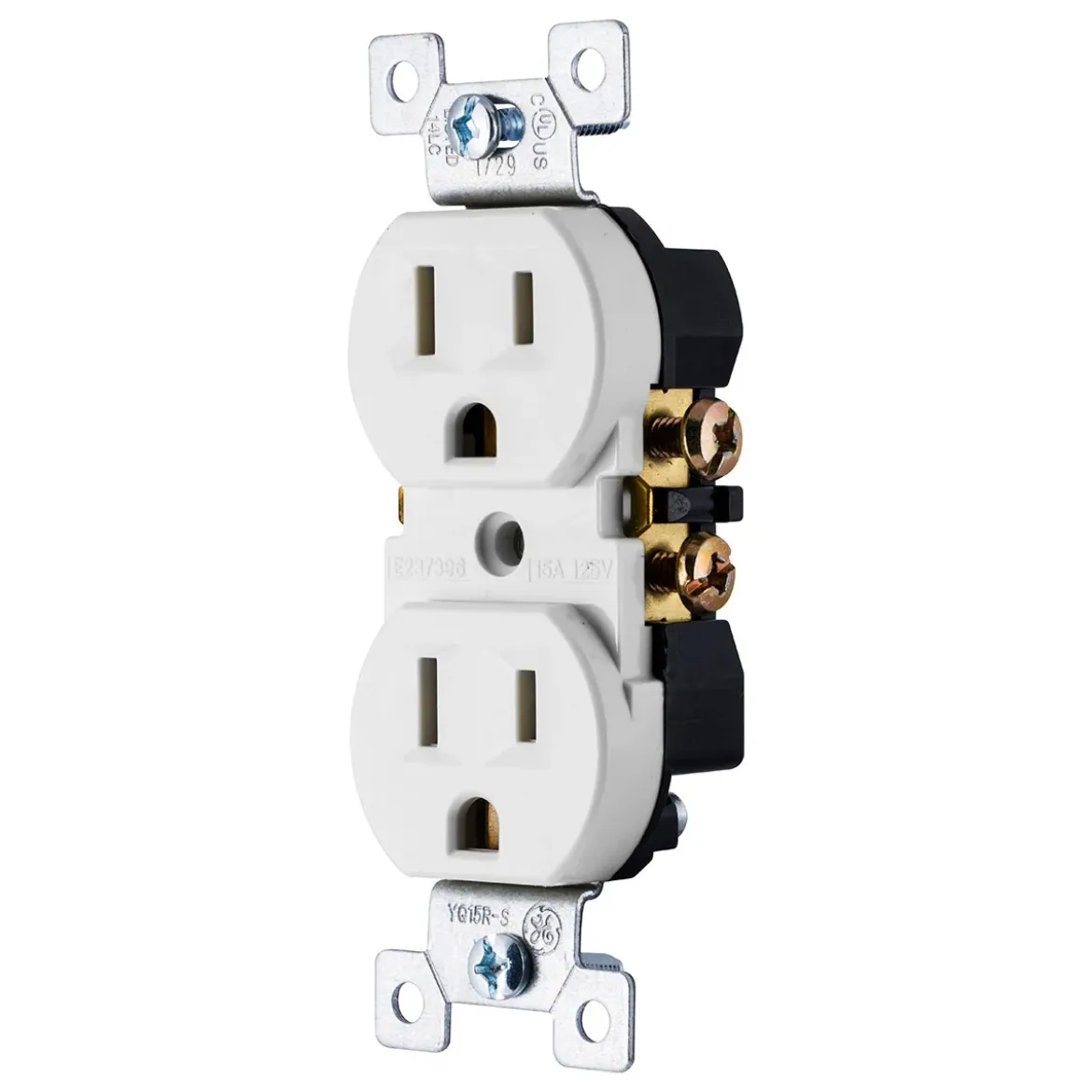 GE Grounding Duplex Receptacle, White
