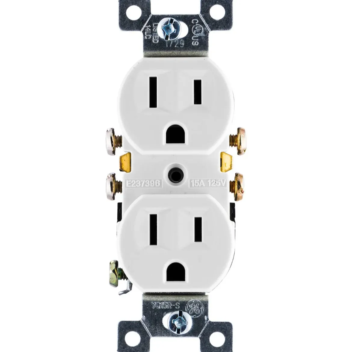 GE Grounding Duplex Receptacle, White