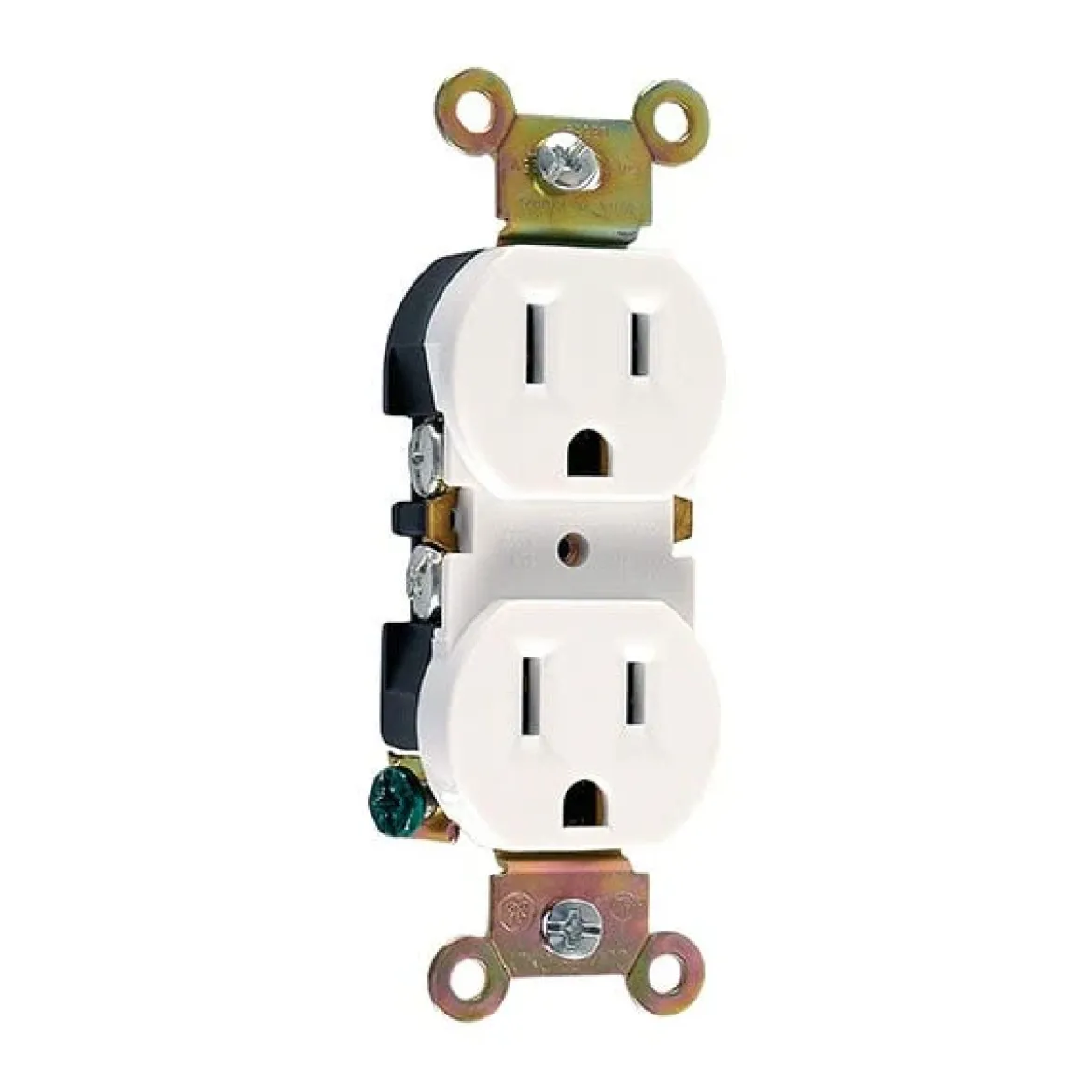 GE Grounding Duplex Receptacle, White