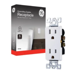 GE Grounding Duplex Receptacle, White
