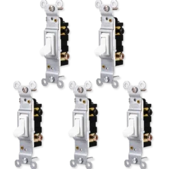 GE Grounding Toggle Switch, White, 5 Pack