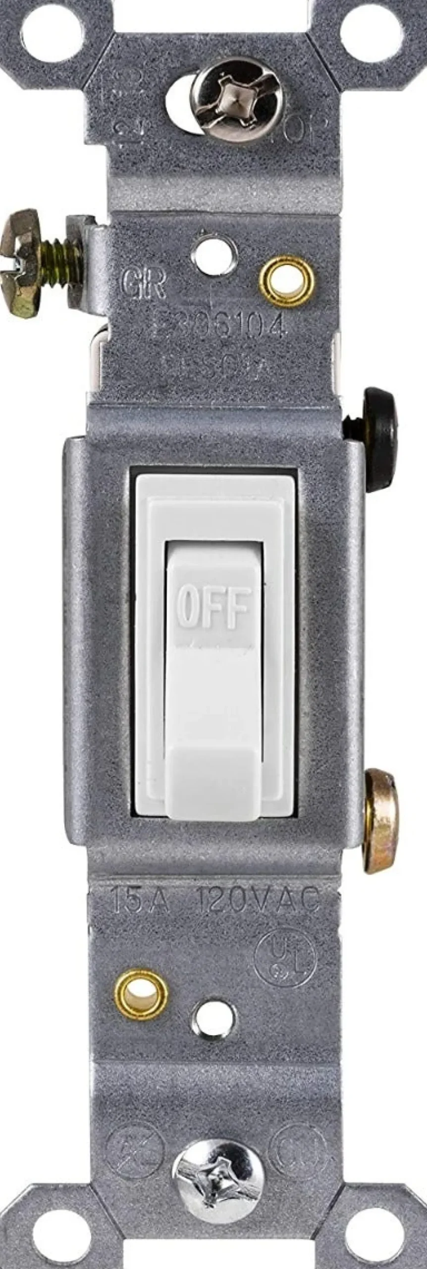GE Grounding Toggle Switch, White, 5 Pack