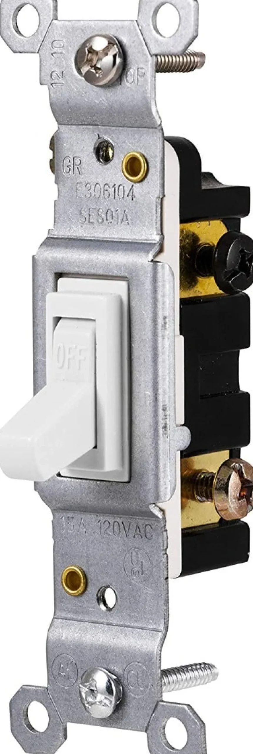 GE Grounding Toggle Switch, White, 5 Pack