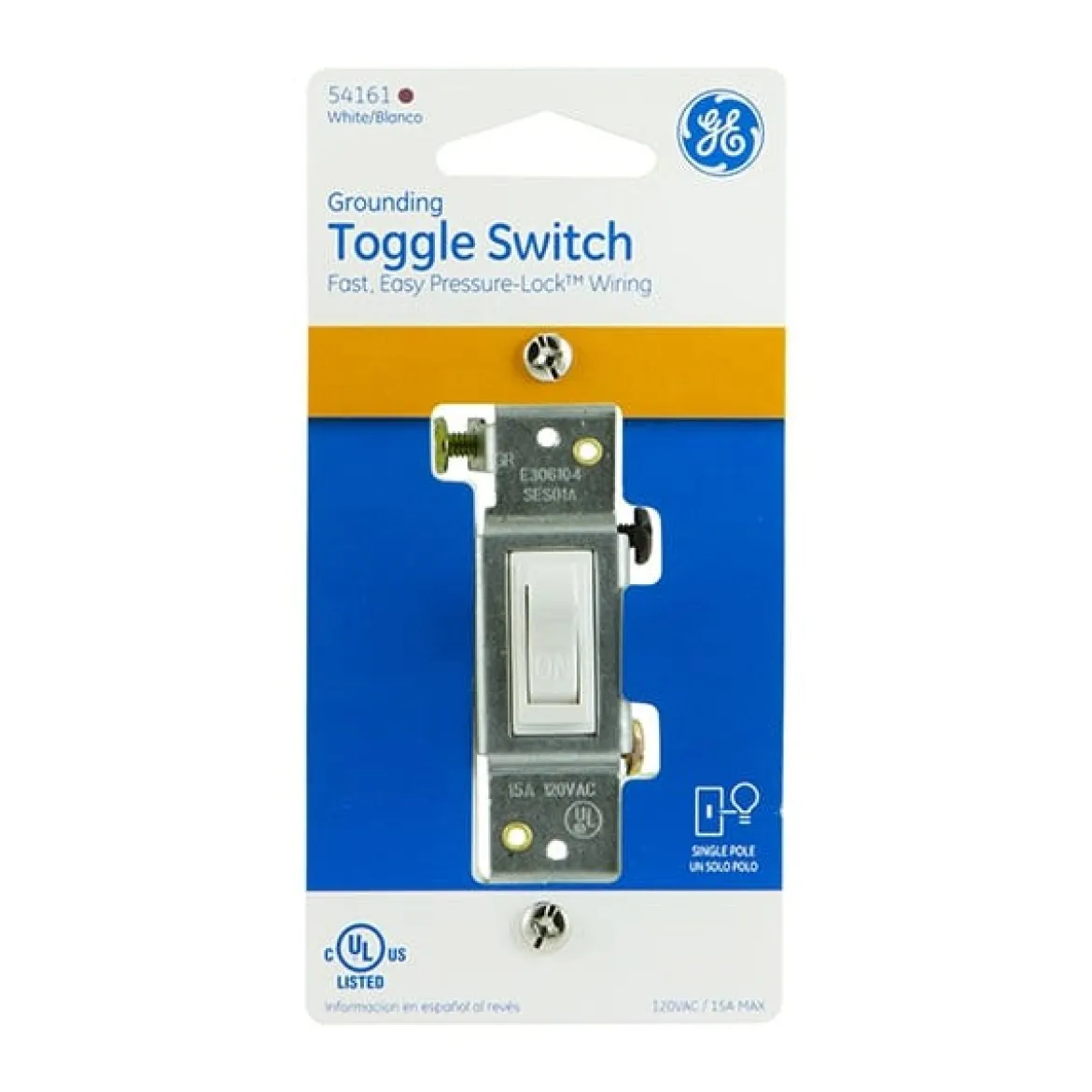 GE Grounding Toggle Switch, White