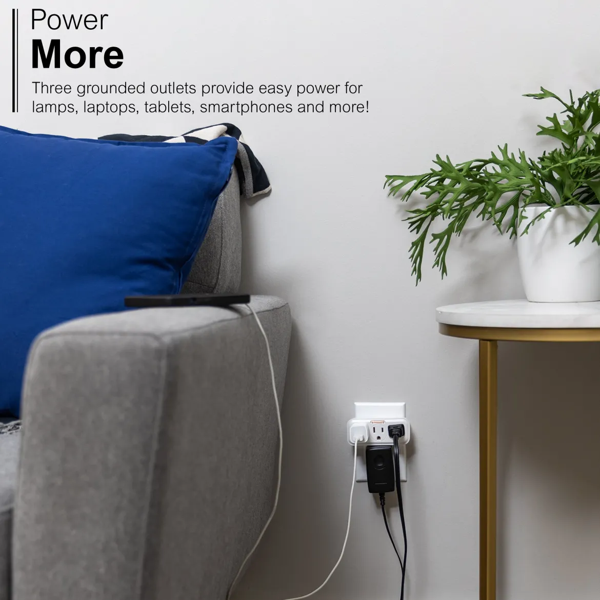 GE Guide Light 3-Outlet Tap, White