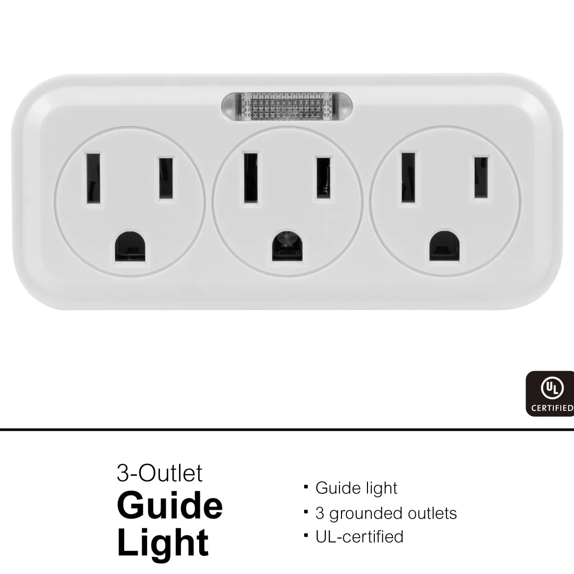 GE Guide Light 3-Outlet Tap, White