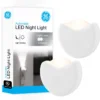 GE Half-Moon Light Sensing LED Night Light, 2 Pack, White