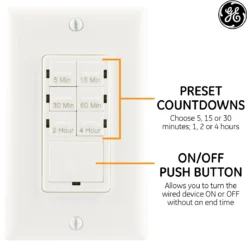 GE Indoor In-Wall Digital Timer, White