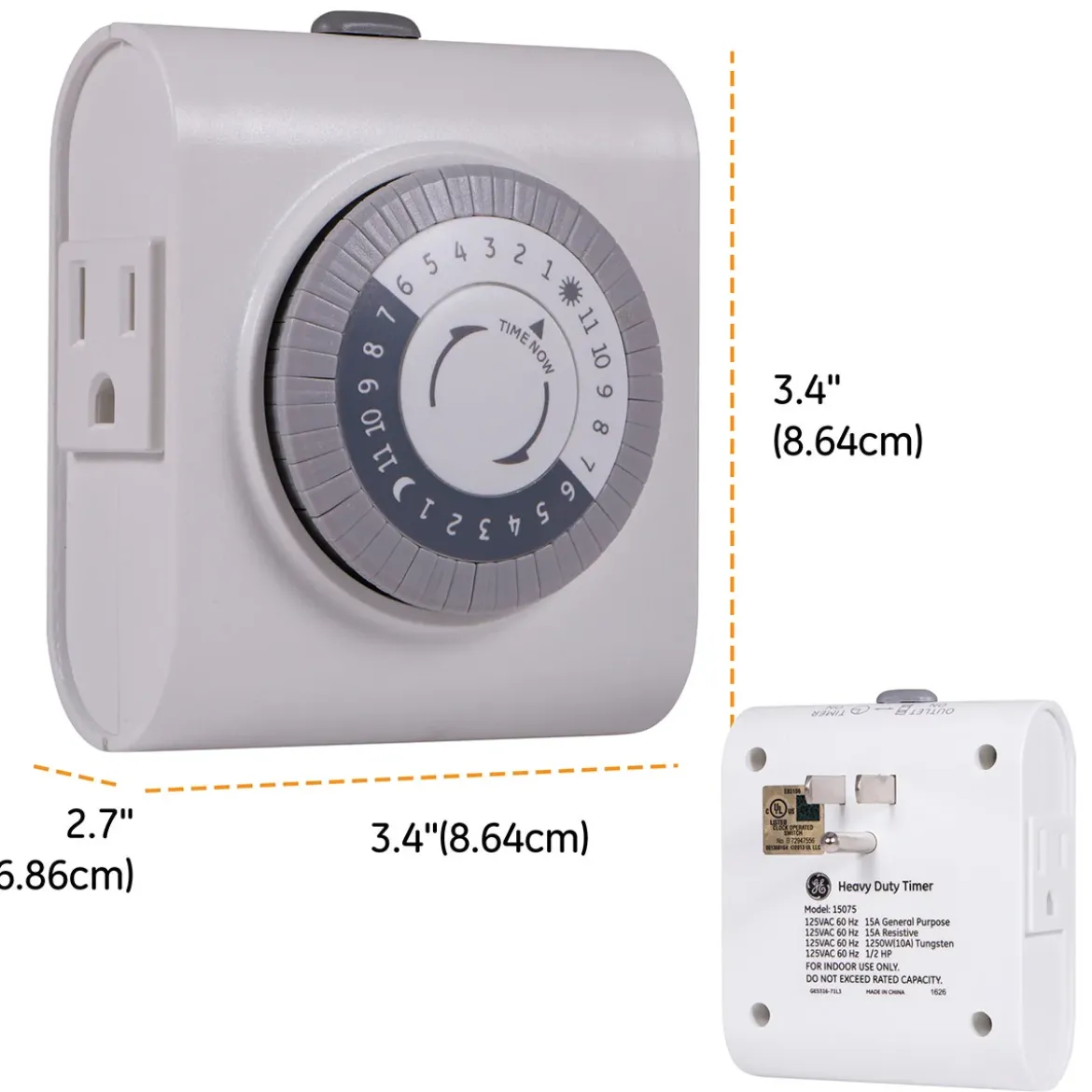 GE Indoor Plug-In 24-Hour Mechanical Timer, 3 Pack, White