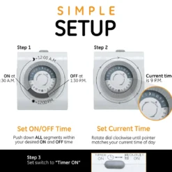 GE Indoor Plug-In 24-Hour Mechanical Timer, 3 Pack, White
